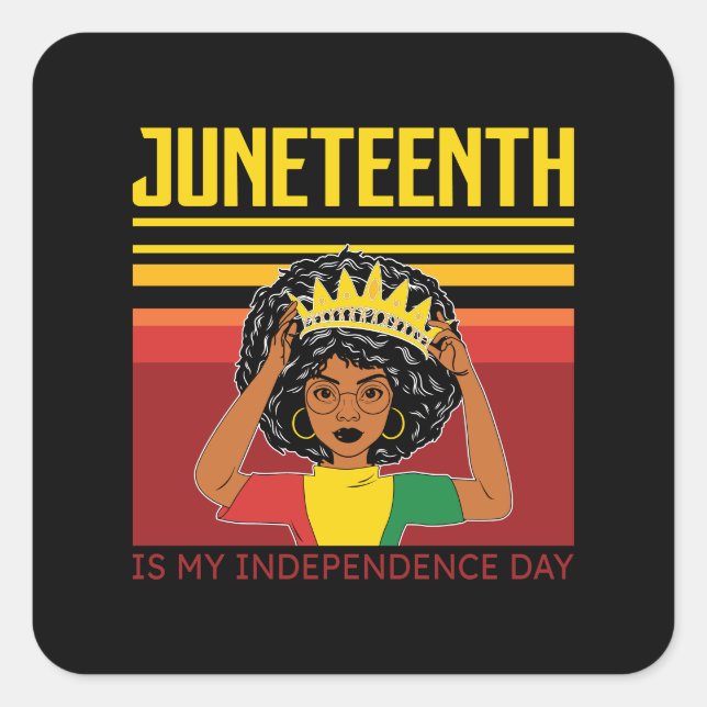 Juneteenth | Independence | Afro Woman Square Sticker (Front)