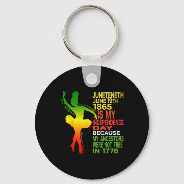 Juneteenth Independence Dancer Black Girl Ballerin Keychain (Front)