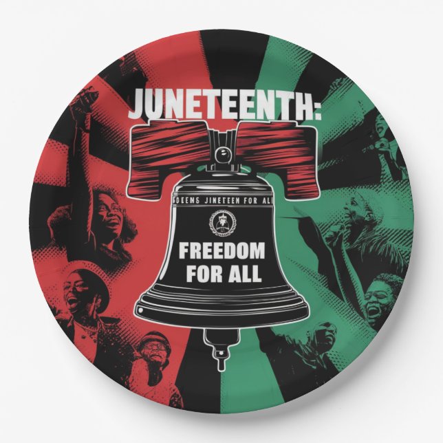 Juneteenth is Freedom For All Liberty Bell Paper Plate (Front)