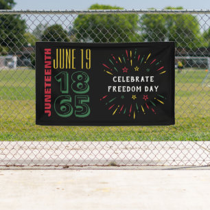 Juneteenth June 19 1865 Black History Fireworks Banner