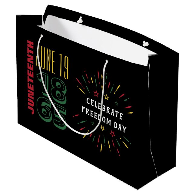 Juneteenth June 19 1865 Black History Fireworks Large Gift Bag (Back Angled)