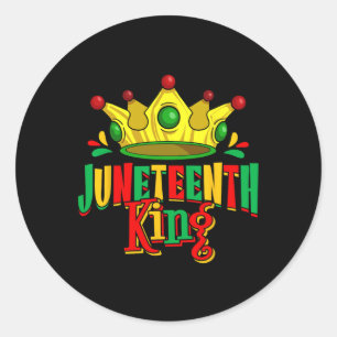 Juneteenth King Men Boy Afro African American June Classic Round Sticker