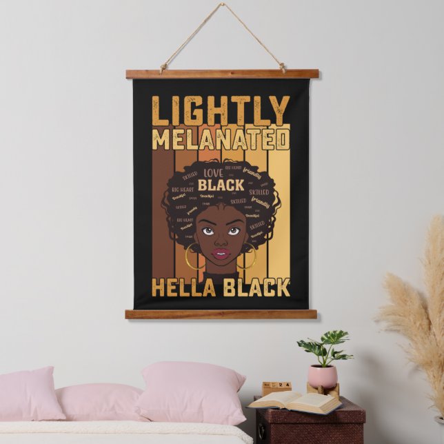 Juneteenth Lightly Melanated Hella Black Melanin Hanging Tapestry (Bedroom)