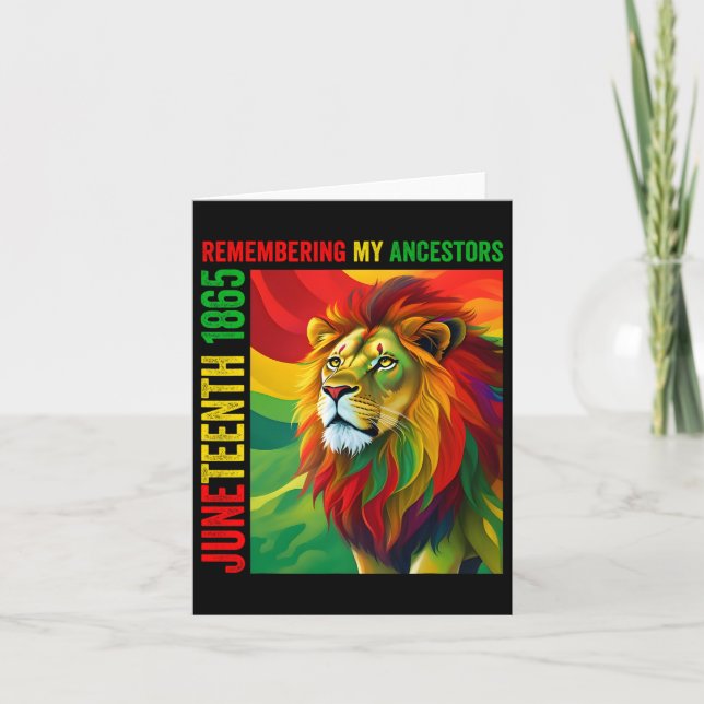 Juneteenth Lion Remembering My Ancestors  Card (Front)