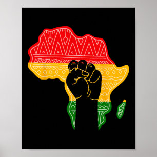 Juneteenth Map Hand Fist African Pride Black Histo Poster