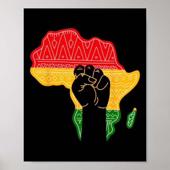 Juneteenth Map Hand Fist African Pride Black Histo Poster (Front)