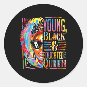 Juneteenth Melanin Afro Black Women Girl Black His Classic Round Sticker