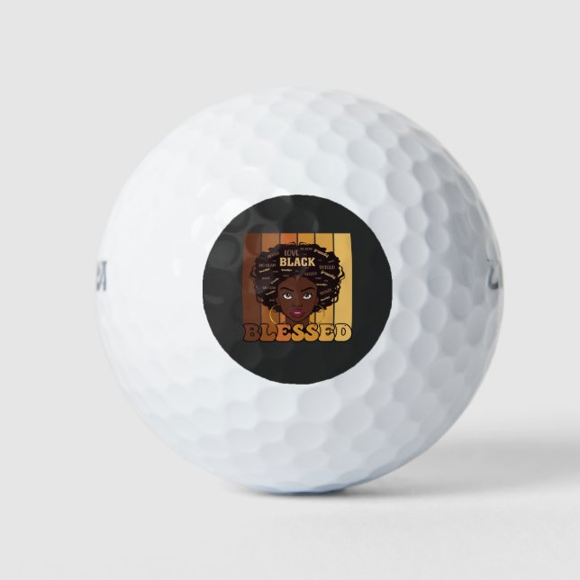 Juneteenth Melanin Black African American Girl Golf Balls (Front)