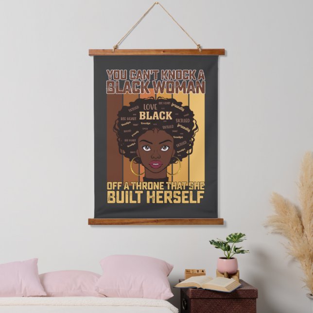 Juneteenth Melanin Can't Knock A Black Woman Hanging Tapestry (Bedroom)