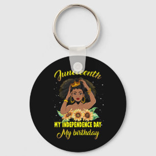 Juneteenth My Independence Day My Birthday Black Q Keychain