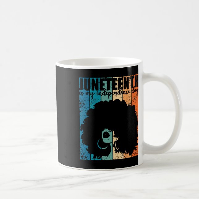 Juneteenth My Independence Day Retro Afro Women Me Coffee Mug (Right)