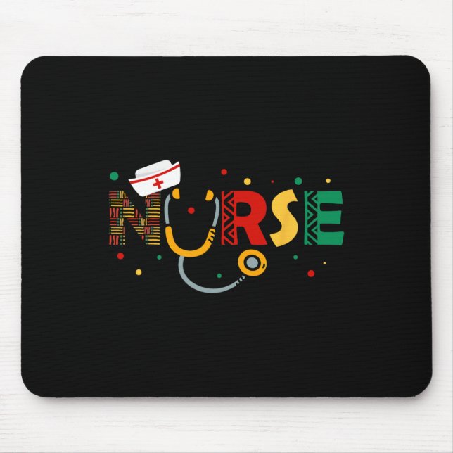Juneteenth Nurse Melanin Nursing Stethoscope Black Mouse Pad (Front)