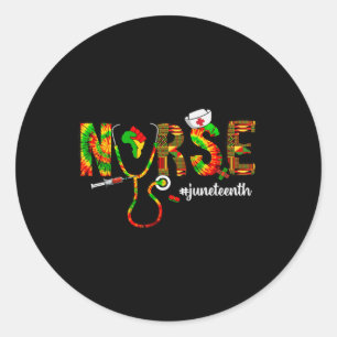 Juneteenth Nurse Tie Dye Nursing Kente 1865 Black  Classic Round Sticker