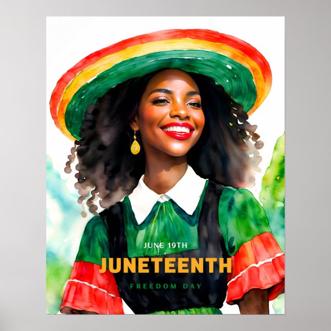 Juneteenth Pretty Black Woman Poster (Front)