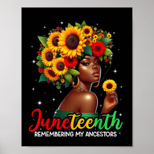 Juneteenth Pride Black Woman Sunflower Afro Girls Poster
