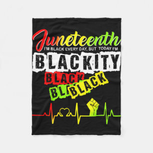 Juneteenth pride blackity black funny heartbeat fleece blanket