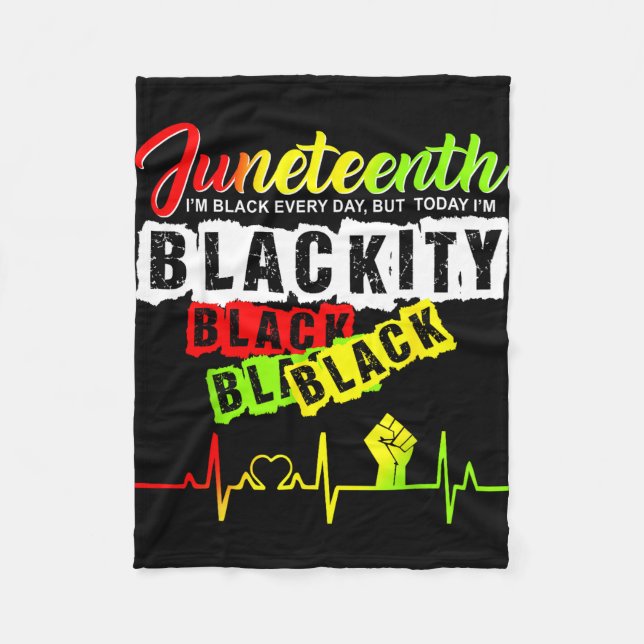 Juneteenth pride blackity black funny heartbeat fleece blanket (Front)