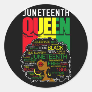 Juneteenth Queen Afro Melanin Black Girl Magic Wom Classic Round Sticker