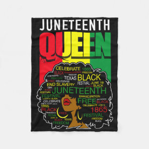 Juneteenth Queen Afro Melanin Black Girl Magic Wom Fleece Blanket
