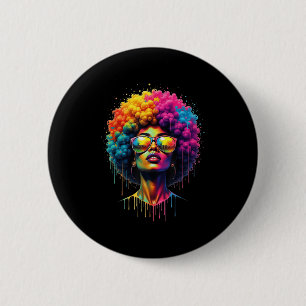Juneteenth Queen Afro Melanin Drip Black Pride  2 Inch Round Button