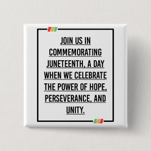 Juneteenth Quotes, Freedom of African American. 2 Inch Square Button