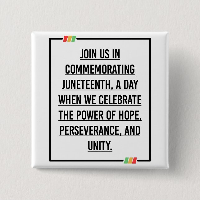 Juneteenth Quotes, Freedom of African American. 2 Inch Square Button (Front)