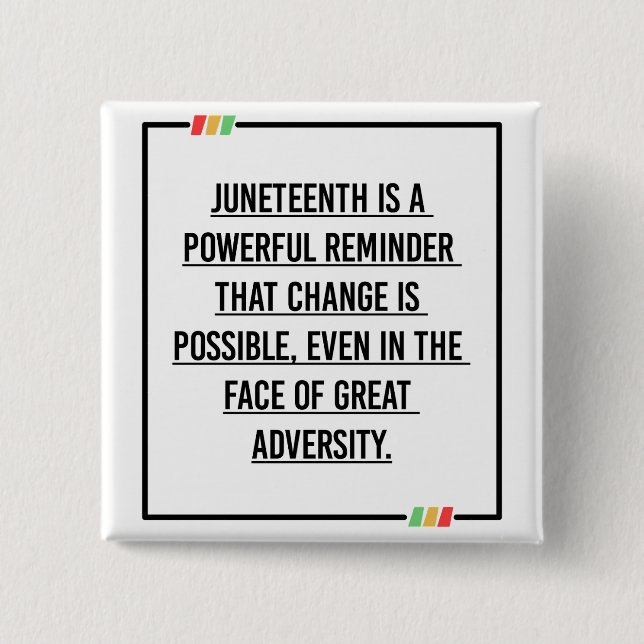 Juneteenth Quotes, Freedom of African American. 2 Inch Square Button (Front)