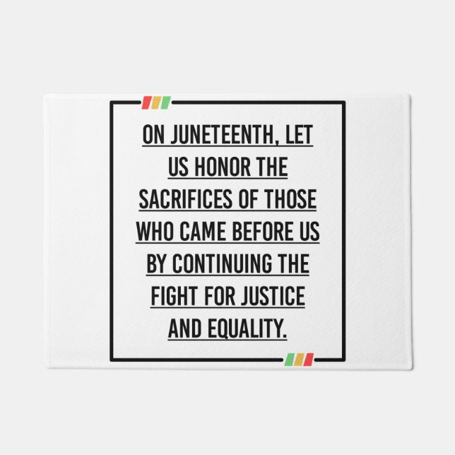 Juneteenth Quotes, Freedom of African American. Doormat (Front)