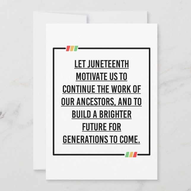 Juneteenth Quotes, Freedom of African American. Invitation (Front)
