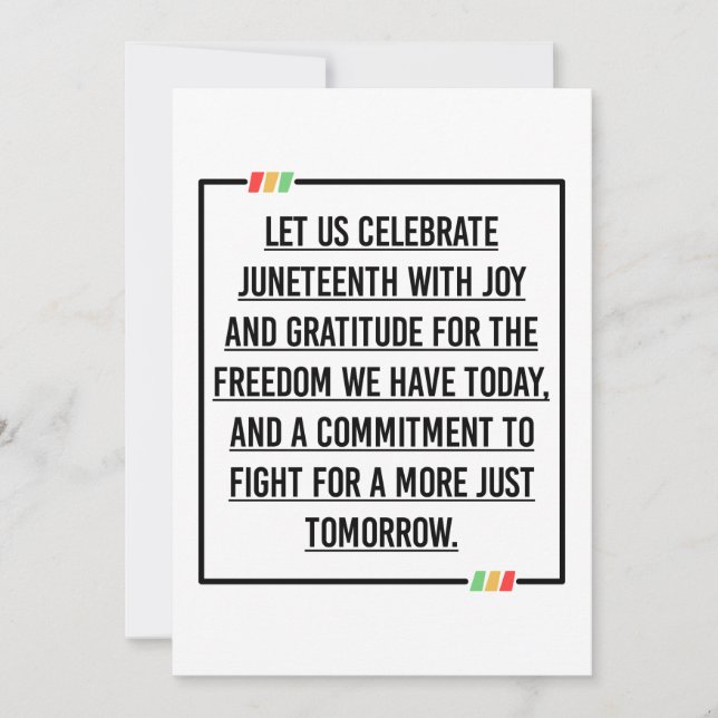 Juneteenth Quotes, Freedom of African American. Invitation (Front)