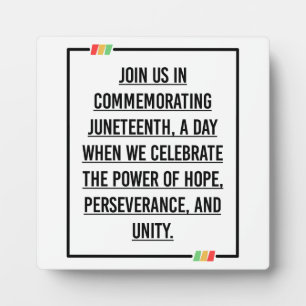 Juneteenth Quotes, Freedom of African American. Plaque