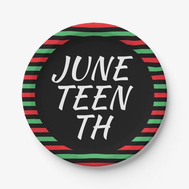 Juneteenth Red Black Green Border Paper Plate (Front)
