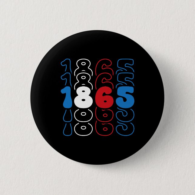 Juneteenth Red White Blue Flag Colours 1865  2 Inch Round Button (Front)