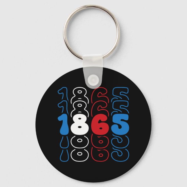 Juneteenth Red White Blue Flag Colours 1865  Keychain (Front)
