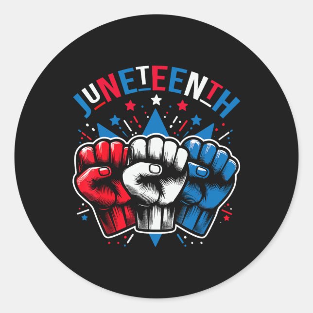 Juneteenth Red White Blue Flag Colours  Classic Round Sticker (Front)