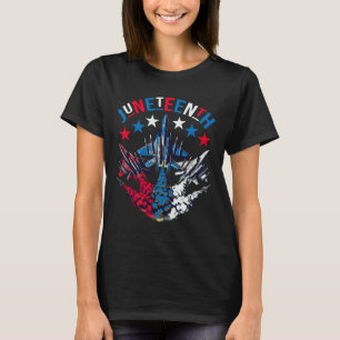 Juneteenth Red White Blue Flag Colours Fighter Jet T-Shirt