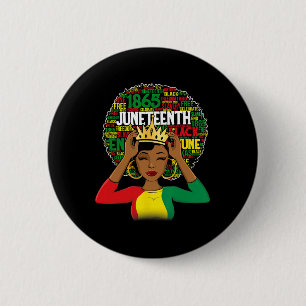 Juneteenth Shirt Women Queen African American Blac 2 Inch Round Button