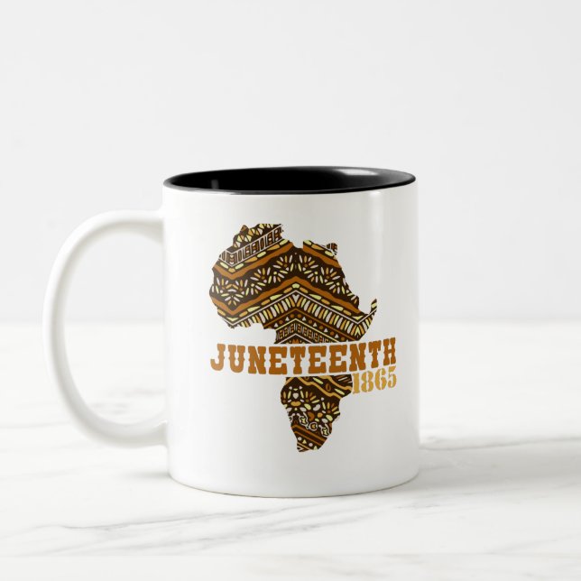 Juneteenth Since 1865 ANNIVERSARY Freedom Day Two-Tone Coffee Mug (Left)