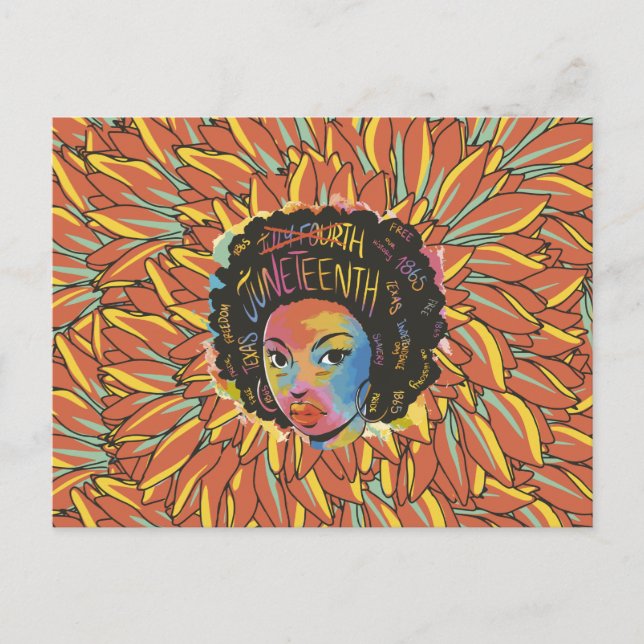 Juneteenth Sunflower - 1865 Black Freedom Day Postcard (Front)