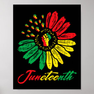 Juneteenth Sunflower Black Fists Girls Kids Toddle Poster