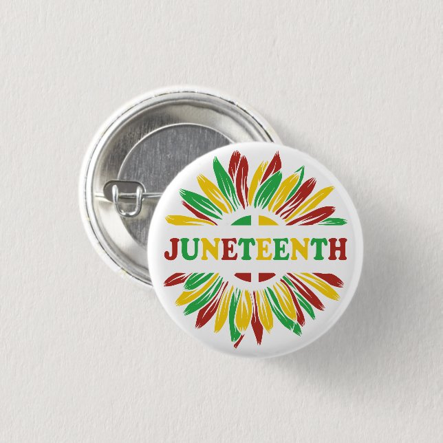 Juneteenth | Sunflower | Red Black Green 1 Inch Round Button (Front & Back)