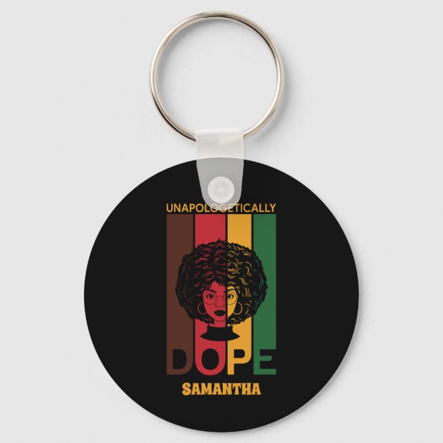 Juneteenth | Unapologetically Dope | Afro Woman Keychain (Front)