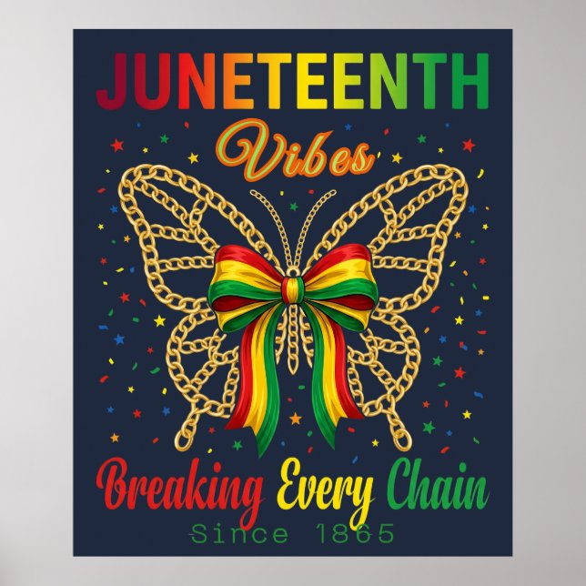Juneteenth Vibes Coquette Bow Freedom Day Afro  Poster (Front)