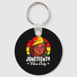 Juneteenth vibes only african american womens keychain
