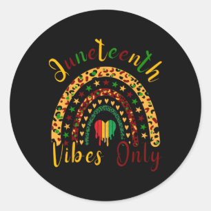 Juneteenth Vibes Only Leopard Rainbow Juneteeth  Classic Round Sticker
