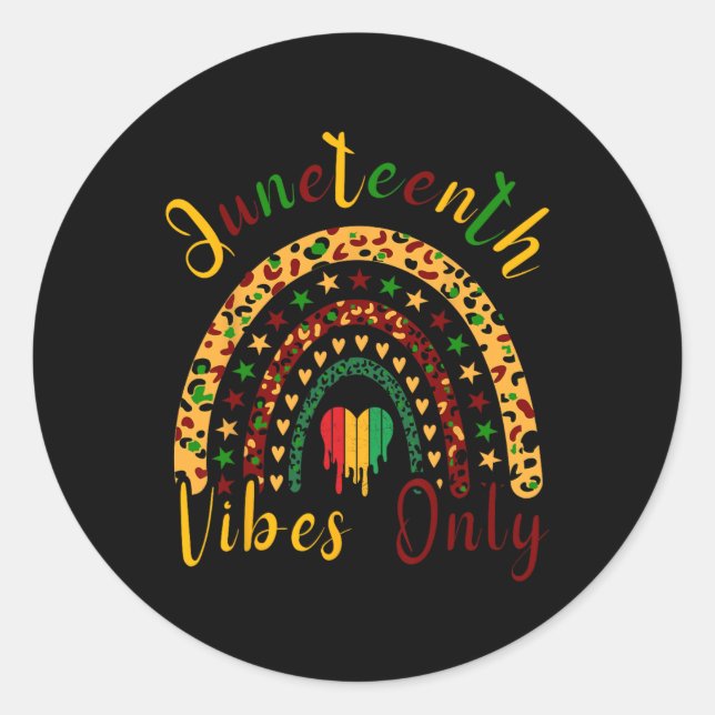 Juneteenth Vibes Only Leopard Rainbow Juneteeth  Classic Round Sticker (Front)