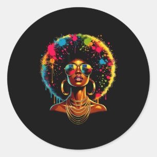 Juneteenth women black history outfit proud afro classic round sticker