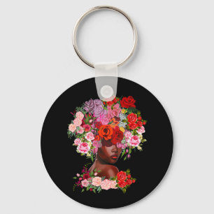 Juneteenth Women Flower Black History Outfit Drug Keychain