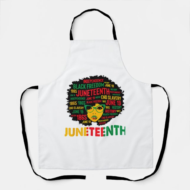 Juneteenth Women Queen African American Black Afro Apron (Front)