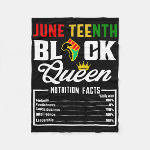 Juneteenth Womens Black Queen Nutritional Facts Fr Fleece Blanket